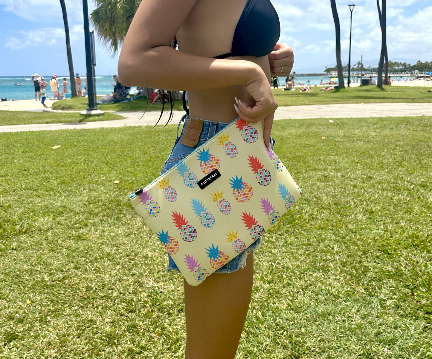 COLORFUL PINEAPPLE FLAT MEDIUM POUCH
